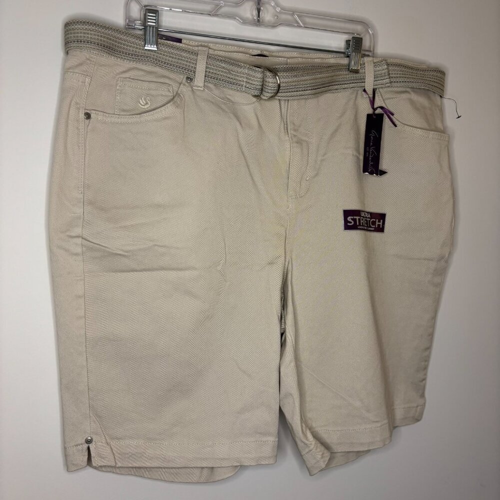 GLORIA VANDERBILT NEW Amanda Bermuda Short Womens 20W Cream Classic Fit Mid Rise - Picture 7 of 11
